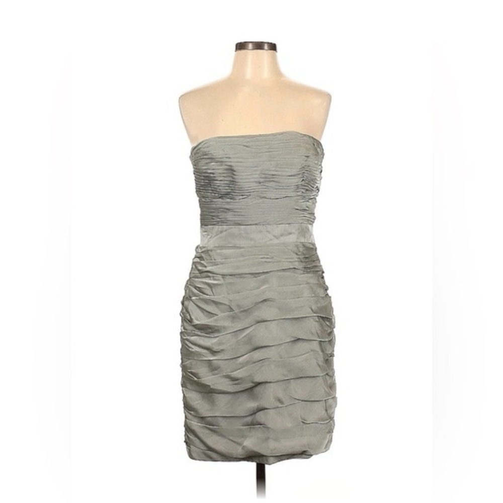 Monique Lhuillier Strapless Silver Dress